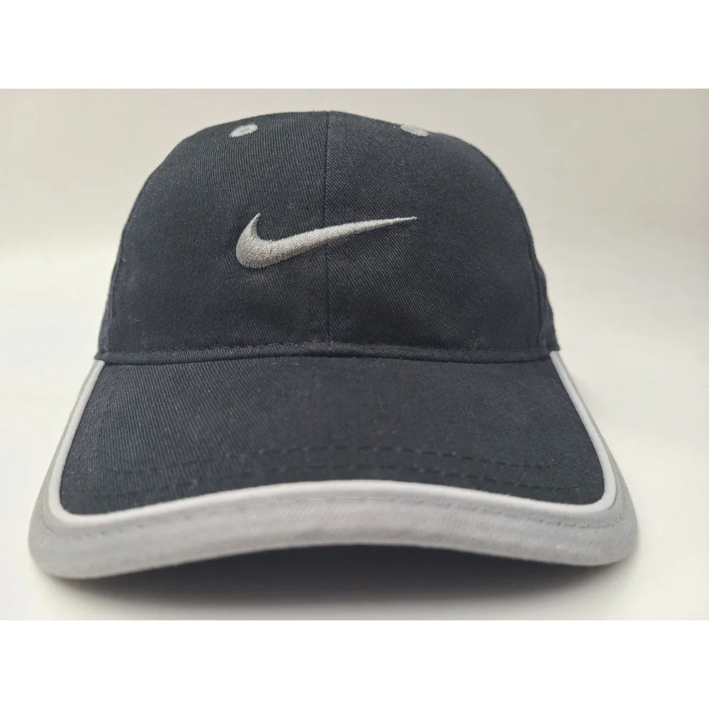 Youth Size 4-7 Nike Adjustable Hat Cap‎ Cotton Swoosh Logo Boy Girl Black Gray